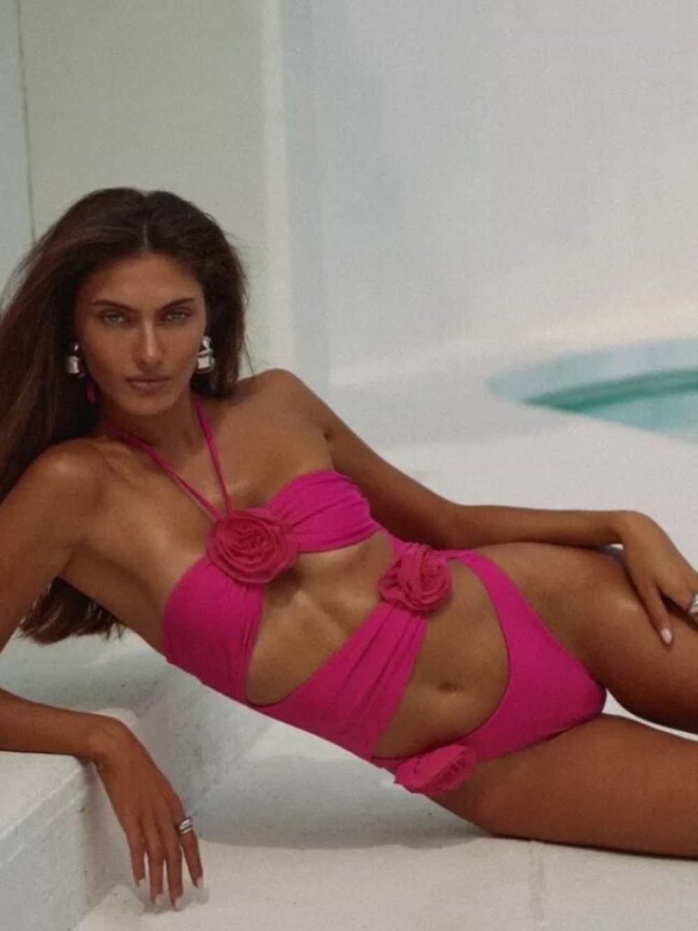 NWT • SAME Los Angeles Rose cutout one piece in fuchsia - small